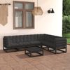 vidaXL 7 Piece Garden Lounge Set with Cushions Black Solid Pinewood