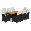 vidaXL 9 Piece Garden Dining Set with Cushions Black Poly Rattan