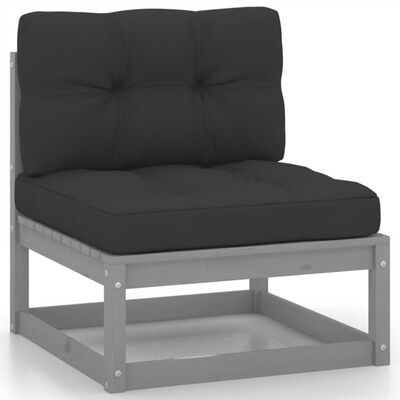 vidaXL 2 Piece Garden Lounge Set with Cushions Grey Solid Pinewood