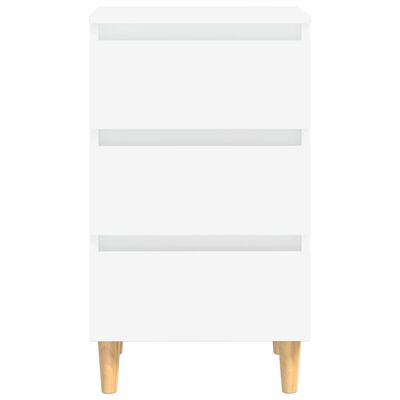 vidaXL Bed Cabinet with Solid Wood Legs White 40x35x69 cm