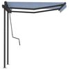 vidaXL Manual Retractable Awning with Posts 3x2.5 m Blue and White