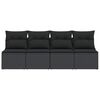 vidaXL Garden Sofa with Cushions 4-Seater Black Poly Rattan