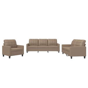 vidaXL 3 Piece Sofa Set with Cushions Cappuccino Faux Leather