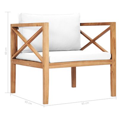 vidaXL 12 Piece Garden Lounge Set with Cream Cushions Solid Teak Wood