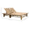 vidaXL 2-Person Sun Lounger with Cushions Bamboo