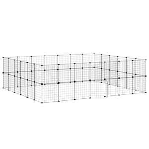 vidaXL 52-Panel Pet Cage with Door Black 35x35 cm Steel