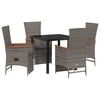 vidaXL Garden Dining Set with Cushion 5 pcs Grey Poly Rattan