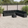 vidaXL 10 Piece Garden Sofa Set with Cushions Black Poly Rattan