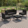 vidaXL 5 Piece Garden Lounge Set with Cushions Poly Rattan Black