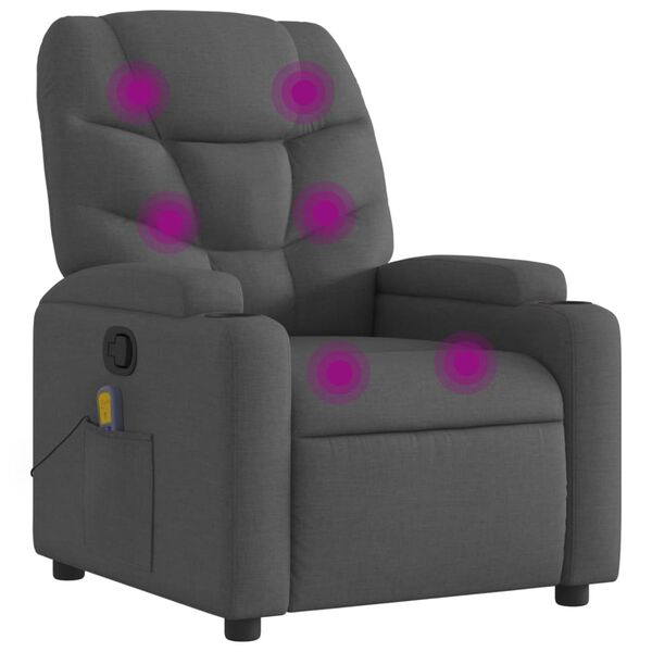 vidaXL Massage Recliner Chair Dark Grey Fabric