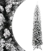 vidaXL Slim Artificial Christmas Tree with Flocked Snow Green 240 cm PVC