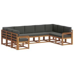 vidaXL Outdoor Sofa Set 9 pcs Natural and Anthracite