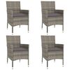vidaXL 5 Piece Garden Bistro Set with Cushions Grey Poly Rattan