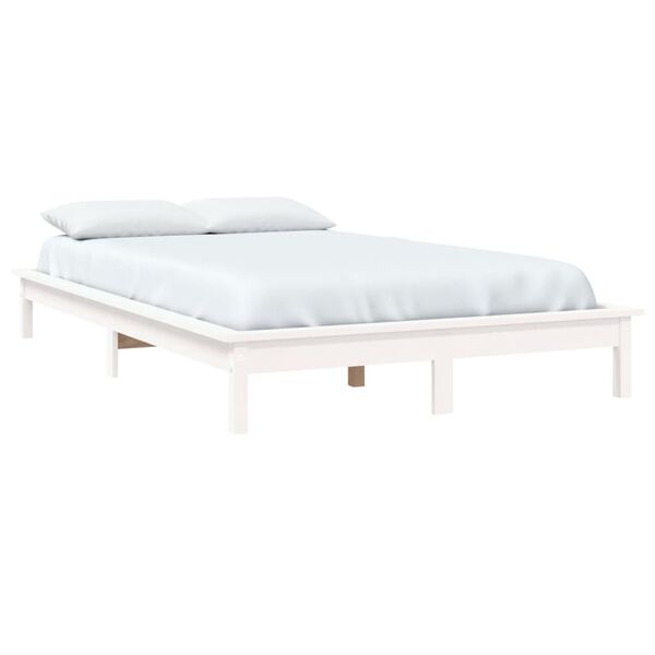 vidaXL Bed Frame without Mattress White Solid Wood Pine King Size
