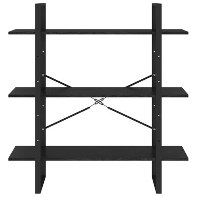 vidaXL 3-Tier Book Cabinet Black 100x30x105 cm Solid Pine Wood