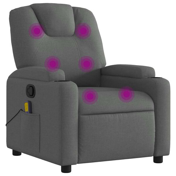 vidaXL Massage Recliner Chair Dark Grey Fabric