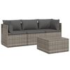 vidaXL 4 Piece Garden Lounge Set with Cushions Grey Poly Rattan