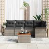 vidaXL Garden Sofa Set with Storage 6 pcs Grey Poly Rattan