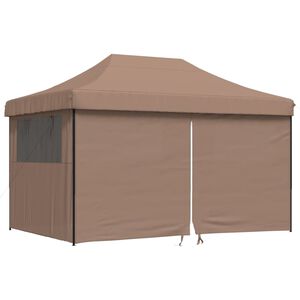 vidaXL Foldable Party Tent Pop-Up with 4 Sidewalls Brown
