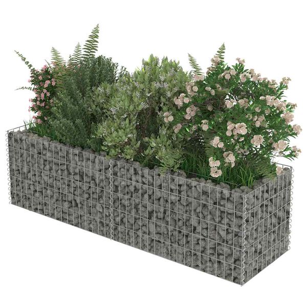 vidaXL Gabion Raised Bed Galvanised Steel 180x50x50 cm