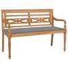 vidaXL Batavia Bench with Grey Cushion 120 cm Solid Teak Wood