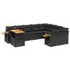 vidaXL 10 Piece Garden Sofa Set with Cushions Black Poly Rattan