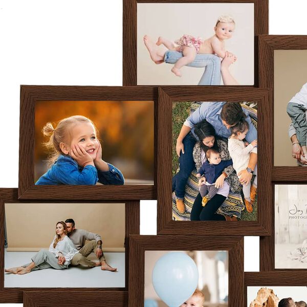 vidaXL Collage Photo Frame for 10x(13x18 cm) Picture Dark Brown MDF