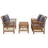 vidaXL 4 Piece Garden Lounge Set with Cushions Solid Acacia Wood (310258+310264)