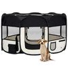 vidaXL Foldable Dog Playpen with Carrying Bag Black 145x145x61 cm