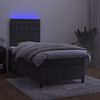 vidaXL Box Spring Bed with Mattress&LED Dark Grey 106x203 cm King Single Size Velvet
