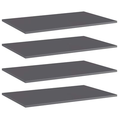 vidaXL Bookshelf Boards 4 pcs High Gloss Grey 80x50x1.5 cm Engineered Wood