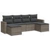 vidaXL 6 Piece Garden Sofa Set with Cushions Grey Poly Rattan