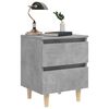 vidaXL Bed Cabinet with Solid Pinewood Legs Concrete Grey 40x35x50 cm