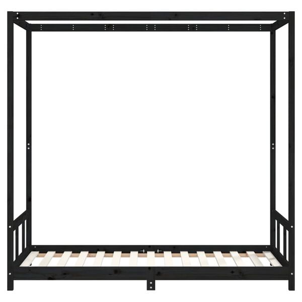 vidaXL Kids Bed Frame Black 90x190 cm Solid Wood Pine