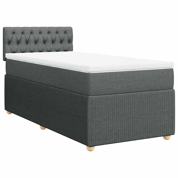 vidaXL Box Spring Bed with Mattress Light Grey King Single Fabric
