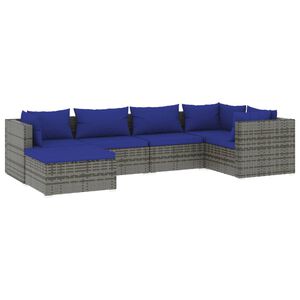 vidaXL 6 Piece Garden Lounge Set with Cushions Poly Rattan Grey