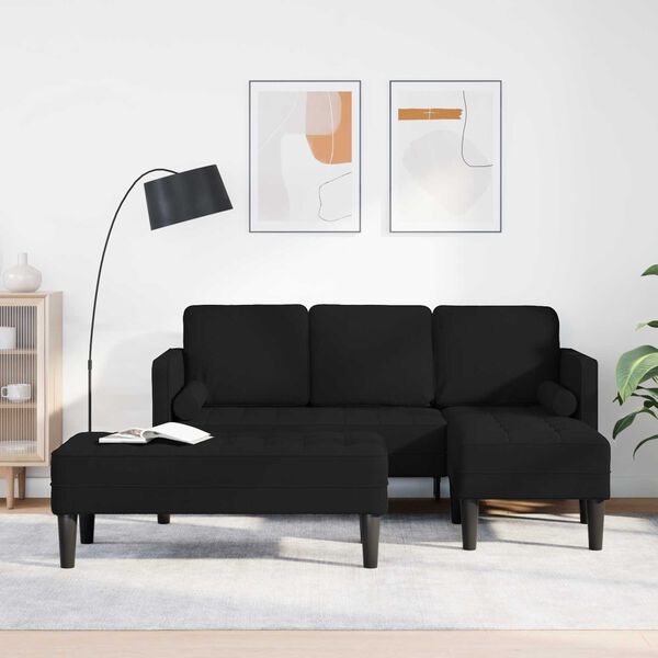 vidaXL Sofa Set with Cushion 2 pcs Black Polyester