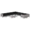 vidaXL 11 Piece Garden Lounge Set with Cushions Poly Rattan Dark Grey