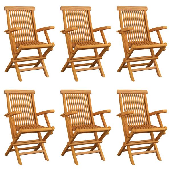 vidaXL Folding Garden Chairs 6 pcs Solid Teak Wood