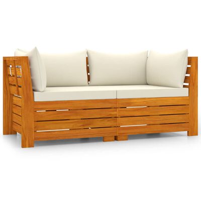 vidaXL 2-Seater Garden Sofa with Cushions Solid Wood Acacia