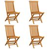vidaXL Garden Chairs with Cream White Cushions 4 pcs Solid Teak Wood