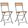 vidaXL Folding Bistro Chair | Set of 2 | Natural Teak | Solid teak wood