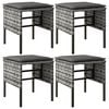vidaXL Garden Footstools with Cushions 4 pcs Grey Poly Rattan