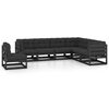 vidaXL 7 Piece Garden Lounge Set with Cushions Black Solid Pinewood