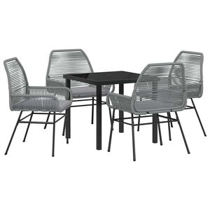vidaXL Garden Dining Set 5 pcs Grey Poly Rattan