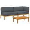 vidaXL Sofa Set with Cushion Plain 3 pcs Anthracite Solid Acacia Wood