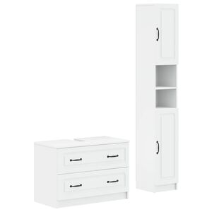 vidaXL 2 Piece Bathroom Cabinet Set UTRECHT White Engineered Wood
