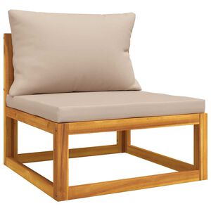 vidaXL Garden Middle Sofa with Taupe Cushions Solid Wood Acacia