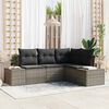 vidaXL Garden Sofa Set with Storage 4 pcs Grey Poly Rattan