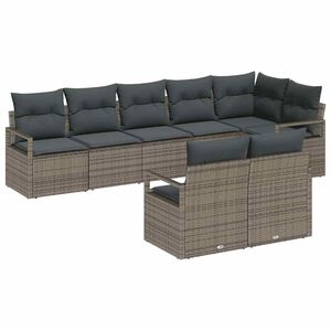 vidaXL Garden Sofa Set 8 pcs Grey Poly Rattan